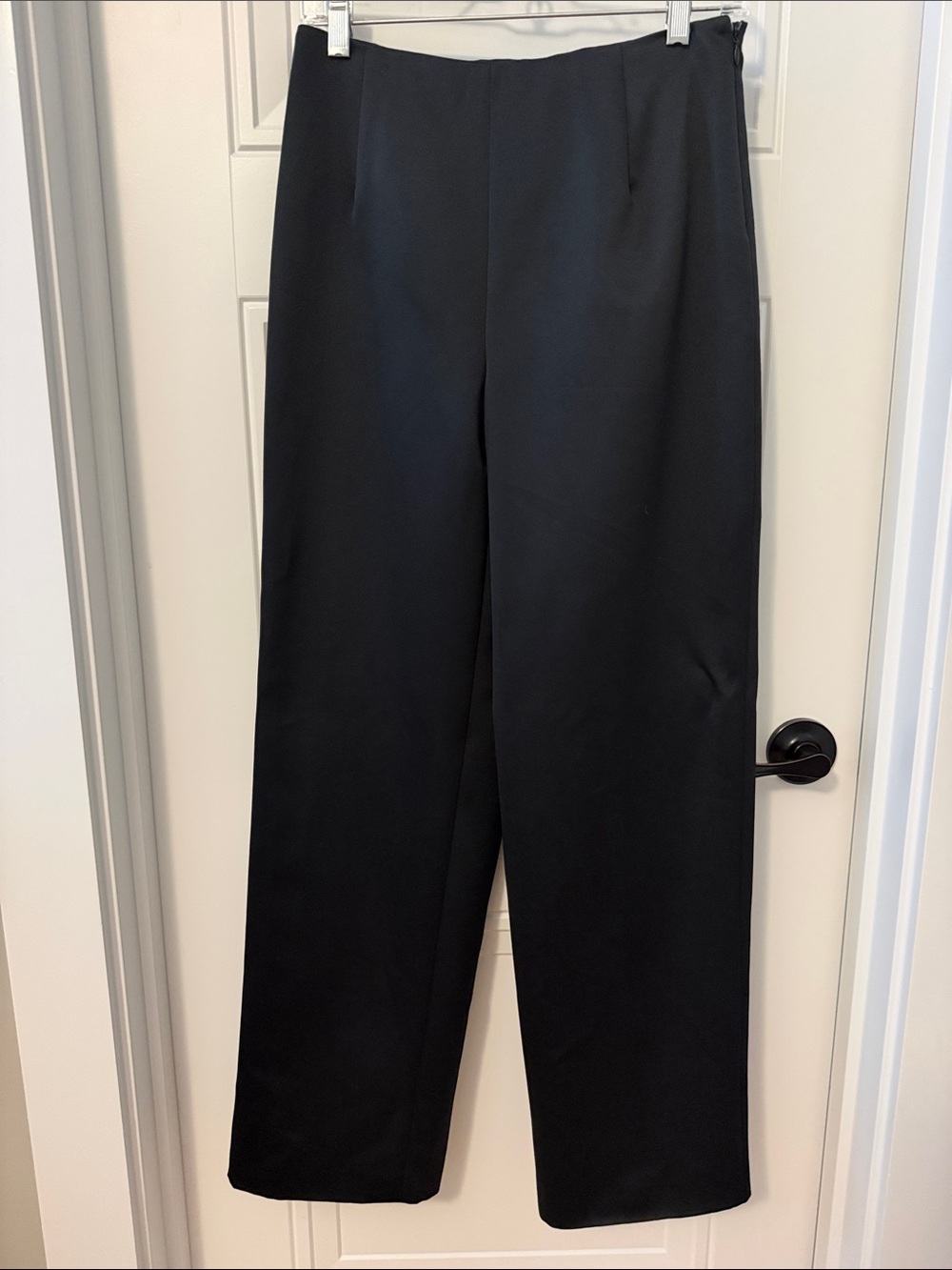 Zola Evening Black Satin Straight-leg Dress Pants
